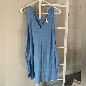 Blue Sleeveless V-Neck dress